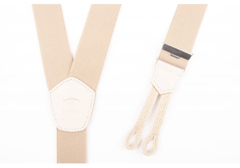 Beige Wide Suspenders Braided tab