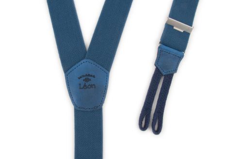 Men Suspenders with braided tabs navy blue