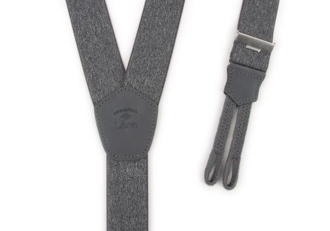 Men suspenders with braided tabs grey