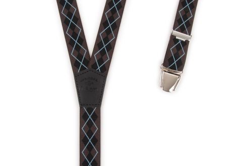 Men slim Suspenders with contrasting diamond pattern