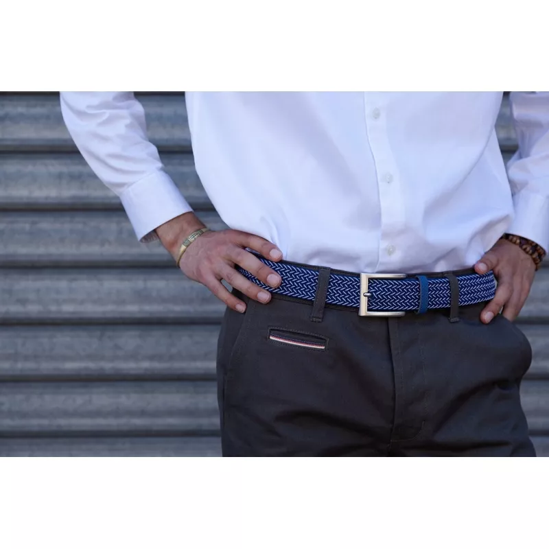 Ceinture tressée Bleu et blanc
