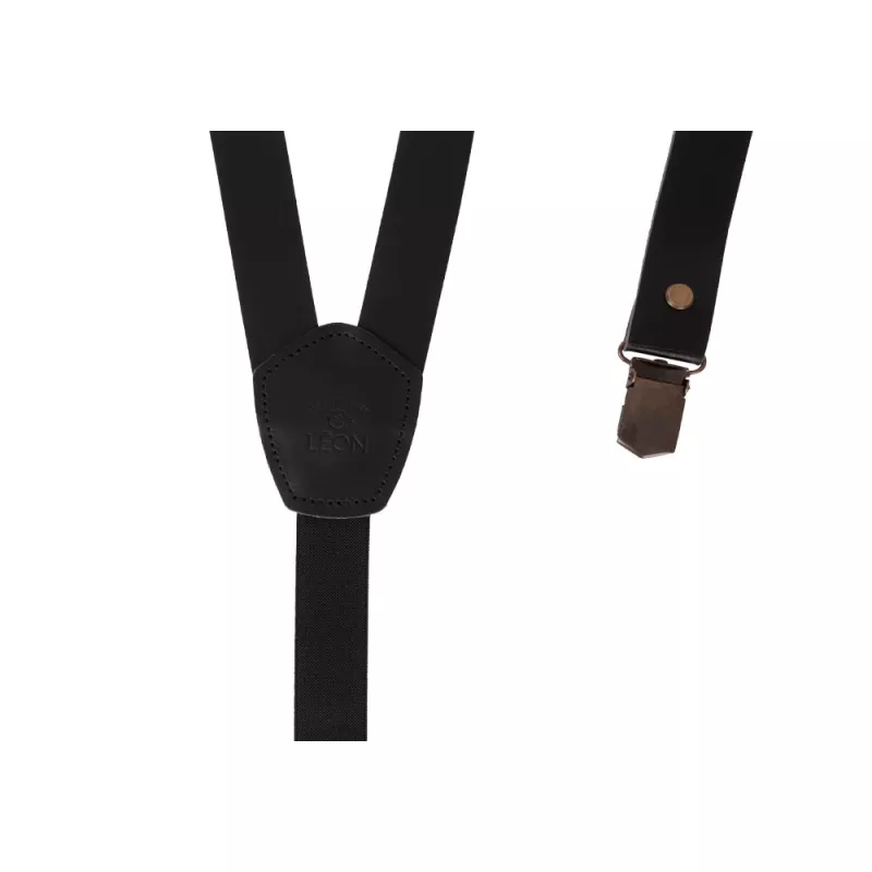 Slim Leather Braces Black vintage clips