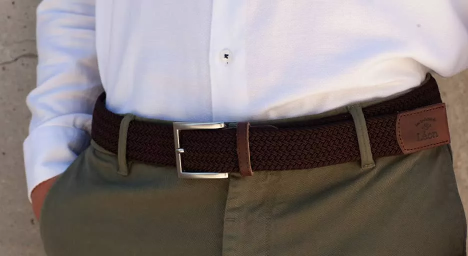 Ceinture tressée marron pour homme fabriqué en France
