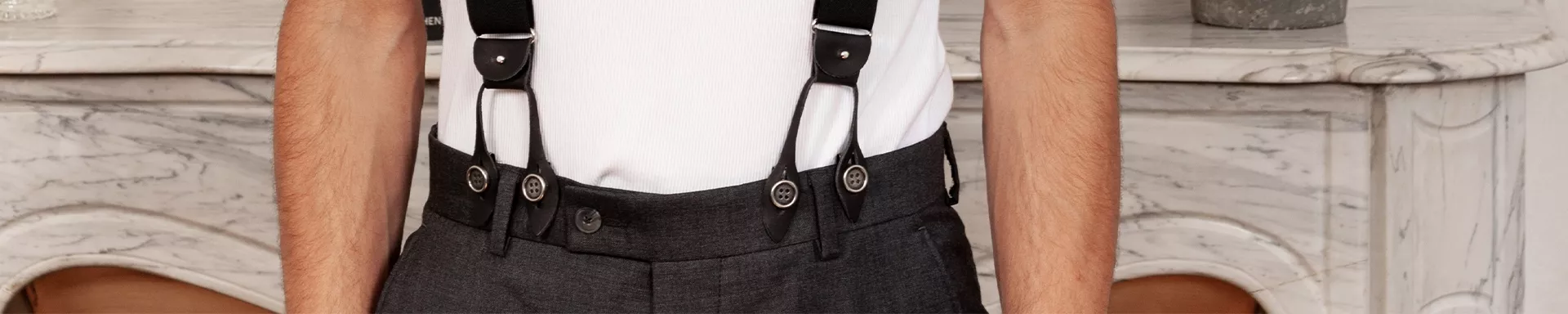 Braces with removable clip or button fastenings French made Braces with removable clip or button fastenings French made