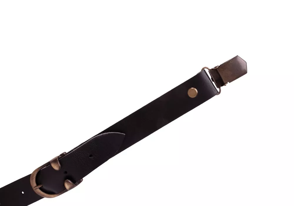 Bretelles fines en cuir Noir Boucle Vintage
