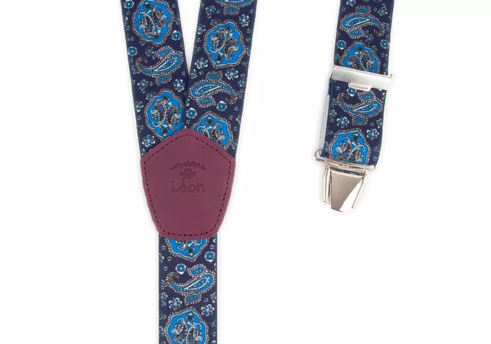 Large Braces Blue Paisley
