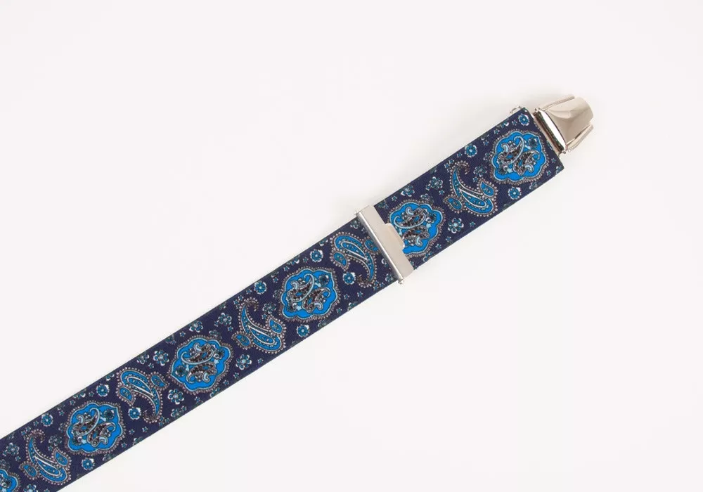 Large Braces Blue Paisley