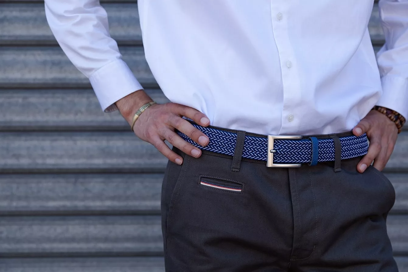 Ceinture tressée Bleu et blanc