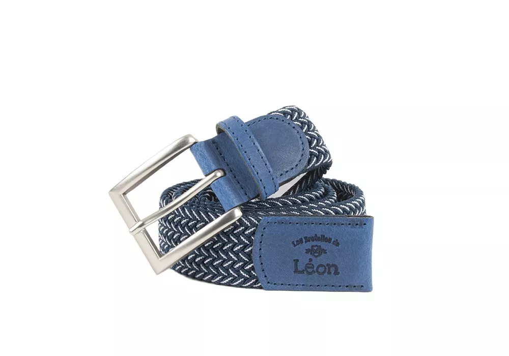 Ceinture tressée Bleu et blanc