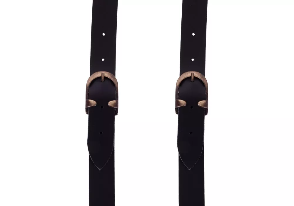 Slim Leather Braces Black vintage clips
